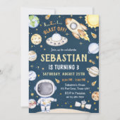 Astronaut Outer Space Geburtstagsparty Einladung (Vorderseite)