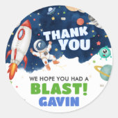 Astronaut Outer Space Geburtstagsparty Runder Aufkleber (Vorderseite)