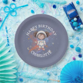 Astronaut Outer Space Girl Birthday Pappteller (Party)