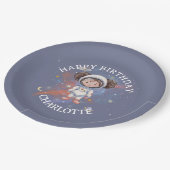 Astronaut Outer Space Girl Birthday Pappteller (Schrägansicht)