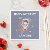 Astronaut Outer Space Girl Birthday Serviette (Beispiel)