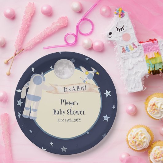 Astronaut Outer Space ist eine Baby-Dusche Pappteller (Party)