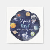 Astronaut Outer Space Junge 1. Geburtstag Party Serviette (Vorderseite)