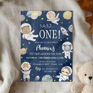 Astronaut Outer Space Safari Geburtstag Einladung
