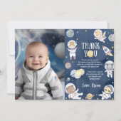 Astronaut Outer Space Safari Geburtstag Foto Dankeskarte (Vorderseite)