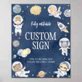Astronaut Outer Space Safari Geburtstagsschild Poster (Vorne)