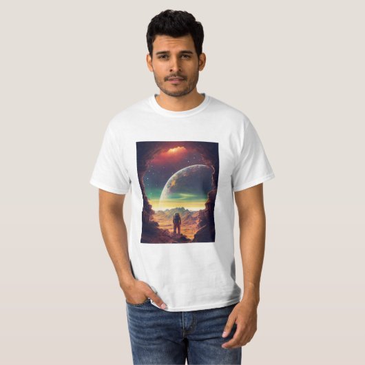 Astronaut Outer Space Travel Moon Earth T-Shirt (Vorne ganz)