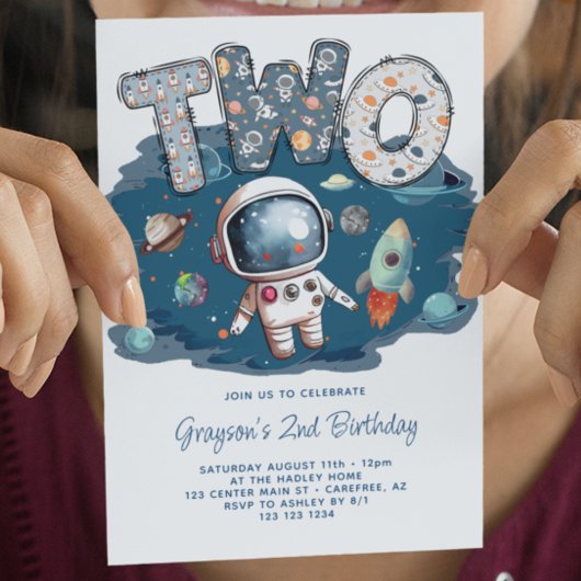 Astronaut Outerspace Rocket 1. Geburtstag Einladung