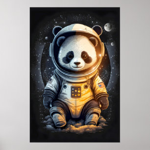 Astronaut Panda Bär Illustration Poster