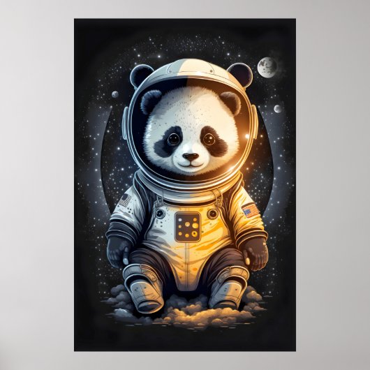 Astronaut Panda Bären Illustration Poster (Vorne)