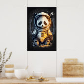 Astronaut Panda Bären Illustration Poster (Küche)
