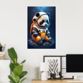 Astronaut Panda Bären Illustration Poster (Heimbüro)
