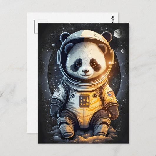 Astronaut Panda Bären Illustration Postkarte (Vorne/Hinten)