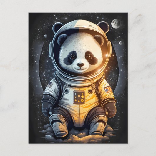 Astronaut Panda Bären Illustration Postkarte (Vorderseite)
