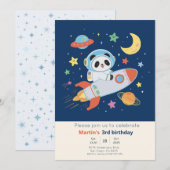 Astronaut Panda Einladung (Vorne/Hinten)