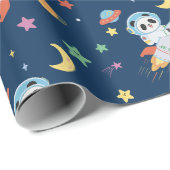 Astronaut Panda Geschenkpapier (Rolleneckpunkt)