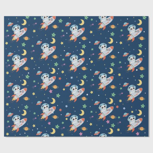 Astronaut Panda Geschenkpapier (Flach)
