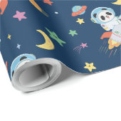 Astronaut Panda Geschenkpapier (Rolleneckpunkt)