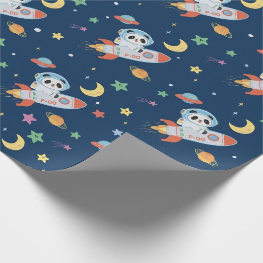 Astronaut Panda Geschenkpapier (Ecke)
