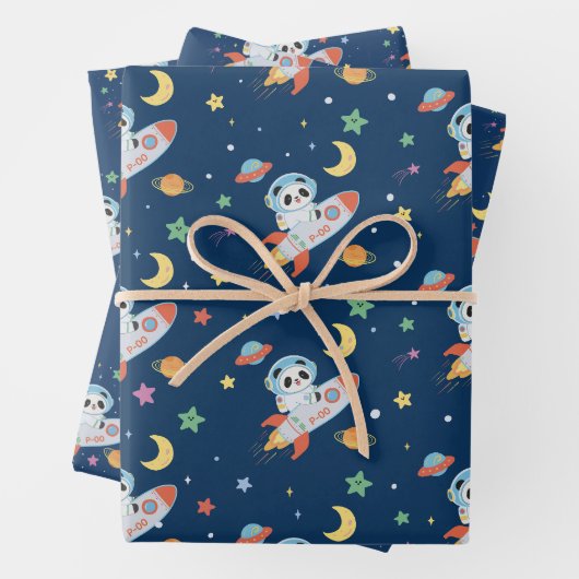 Astronaut Panda Geschenkpapier Set (Beispiel)