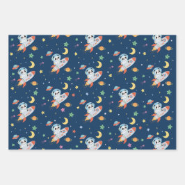 Astronaut Panda Geschenkpapier Set