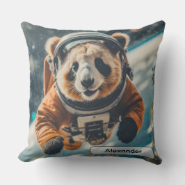 Astronaut Panda in Space Surreal Animal Nursery Kissen