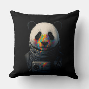 Astronaut Panda mit Neonfarbe-Spritzer Kissen