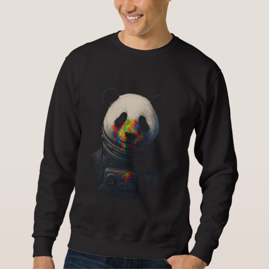 Astronaut Panda mit Neonfarbspritzer  Sweatshirt (Vorderseite)