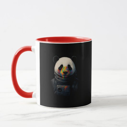 Astronaut Panda mit Neonfarbspritzer  Tasse (Links)