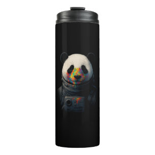 Astronaut Panda mit Neonfarbspritzer Thermosbecher