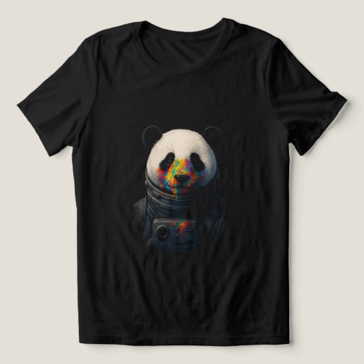 Astronaut Panda mit Neonfarbspritzer Tri-Blend Shirt (Design Vorderseite)