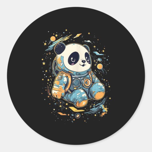 Astronaut Panda Outer Space Panda Bear Kawaii Runder Aufkleber (Vorderseite)