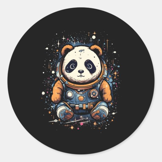 Astronaut Panda Outer Space Panda Bear Kawaii Runder Aufkleber (Vorderseite)