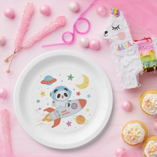 Astronaut Panda Pappteller (Party)