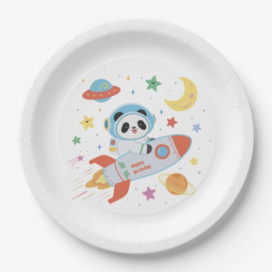 Astronaut Panda Pappteller (Vorderseite)