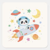 Astronaut Panda Quadratischer Aufkleber (Vorderseite)