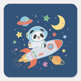 Astronaut Panda Quadratischer Aufkleber
