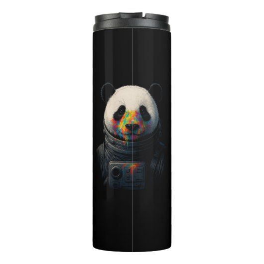 Astronaut Panda with Neon Paint Splash Thermosbecher (Rückseite)