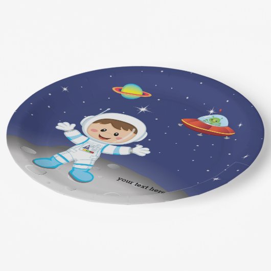 Astronaut Pappteller (Schrägansicht)