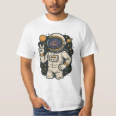 Astronaut Peace Sign Spaceman Galaxy Astro Lover T-Shirt (Vorderseite)