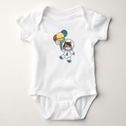 Astronaut Pferd Ponny Planet Erde Mars Baby Strampler (Vorderseite)