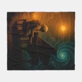 Astronaut Piano in Split Realität - Surreal Fleecedecke (Vorderseite (Horizontal))