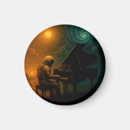 Astronaut Piano in Split Realität - Surreal Magnet