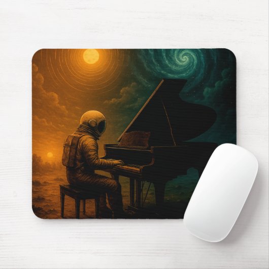 Astronaut Piano in Split Realität - Surreal Mousepad (Mit Mouse)