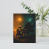 Astronaut Piano in Split Realität - Surreal Postkarte (Stehend Vorderseite)
