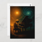 Astronaut Piano in Split Realität - Surreal Postkarte (Vorne/Hinten)