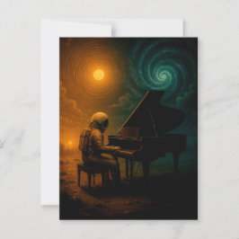 Astronaut Piano in Split Realität - Surreal Postkarte