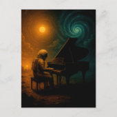 Astronaut Piano in Split Realität - Surreal Postkarte (Vorderseite)