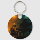 Astronaut Piano in Split Realität - Surreal Schlüsselanhänger (Vorderseite)