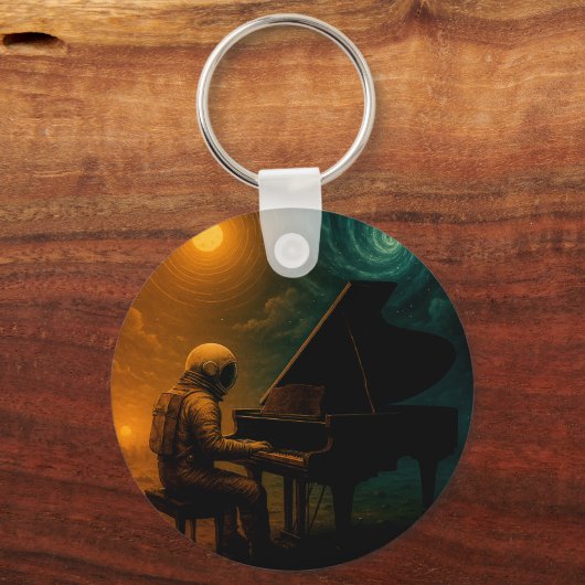 Astronaut Piano in Split Realität - Surreal Schlüsselanhänger (Vorderseite)